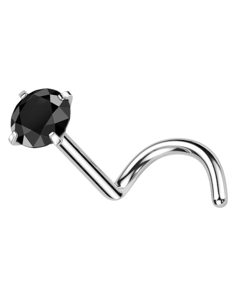 20GA F136 Implant Grade Titanium Prong Set CZ Crystal Nose Screw Black $7.01 Body Jewelry