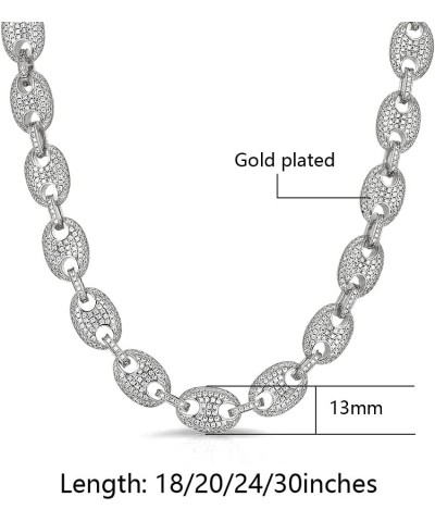 13mm Iced Out Miami Cuban Link Coffee Bean Chain Gold Plated Rainbow Multicolor Lab Diamond Full CZ Choker Necklace Bracelet ...