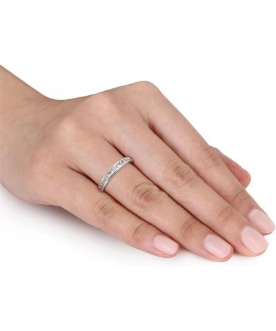 3/4 Carat (ctw) Lab-Created White Sapphire Wedding Anniversary Band Ring in Sterling Silver $35.23 Rings