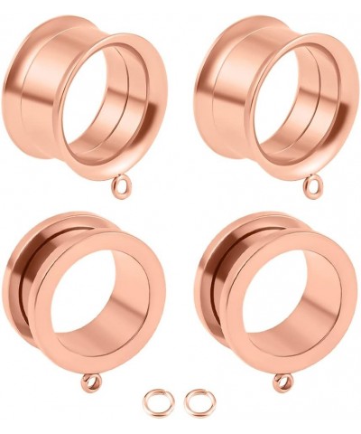 4PCS 6mm-30mm Fashion Ear Piercing Tunnels DIY Ear Gauges 316 Stainless Steel Hypoallergenic Earrings Plugs for Ears Expander...