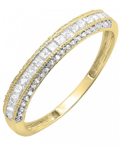 0.45 Carat (ctw) Princess & Round White Diamond Stackable Wedding Band Ring for Women in 10K Gold Yellow Gold 6 $148.41 Brace...