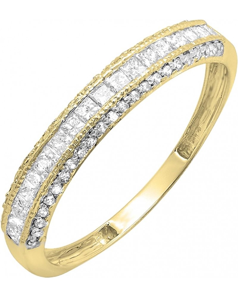 0.45 Carat (ctw) Princess & Round White Diamond Stackable Wedding Band Ring for Women in 10K Gold Yellow Gold 6 $148.41 Brace...