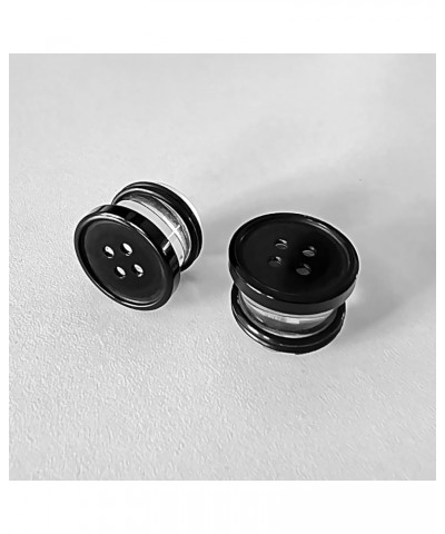 2Pcs Acrylic Plug Gauges for Ears Women Men Black White Button Plug Earrings, Single Flared Saddle Stretching Gauge Tunnels E...