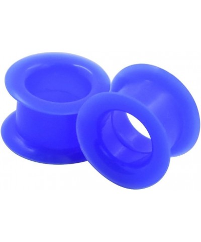 2 PC Colorful Hard Silicone Flexible Ear Skin Tunnels Plugs Hollow Ear Gauges 2G-25mm hard-blue 12mm(1/2") $8.39 Body Jewelry