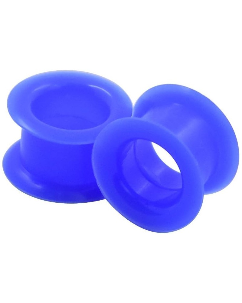 2 PC Colorful Hard Silicone Flexible Ear Skin Tunnels Plugs Hollow Ear Gauges 2G-25mm hard-blue 12mm(1/2") $8.39 Body Jewelry