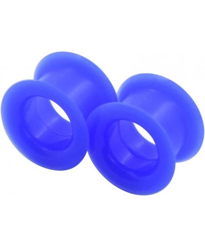 2 PC Colorful Hard Silicone Flexible Ear Skin Tunnels Plugs Hollow Ear Gauges 2G-25mm hard-blue 12mm(1/2") $8.39 Body Jewelry