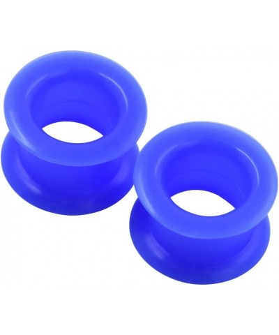 2 PC Colorful Hard Silicone Flexible Ear Skin Tunnels Plugs Hollow Ear Gauges 2G-25mm hard-blue 12mm(1/2") $8.39 Body Jewelry