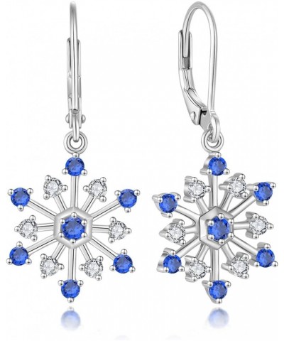 Snowflake Dangle Drop Leveback Earrings for Women 925 Sterling Silver 5A Cubic Zirconia Birthstone Hypoallergenic Earrings Je...