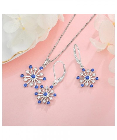 Snowflake Dangle Drop Leveback Earrings for Women 925 Sterling Silver 5A Cubic Zirconia Birthstone Hypoallergenic Earrings Je...