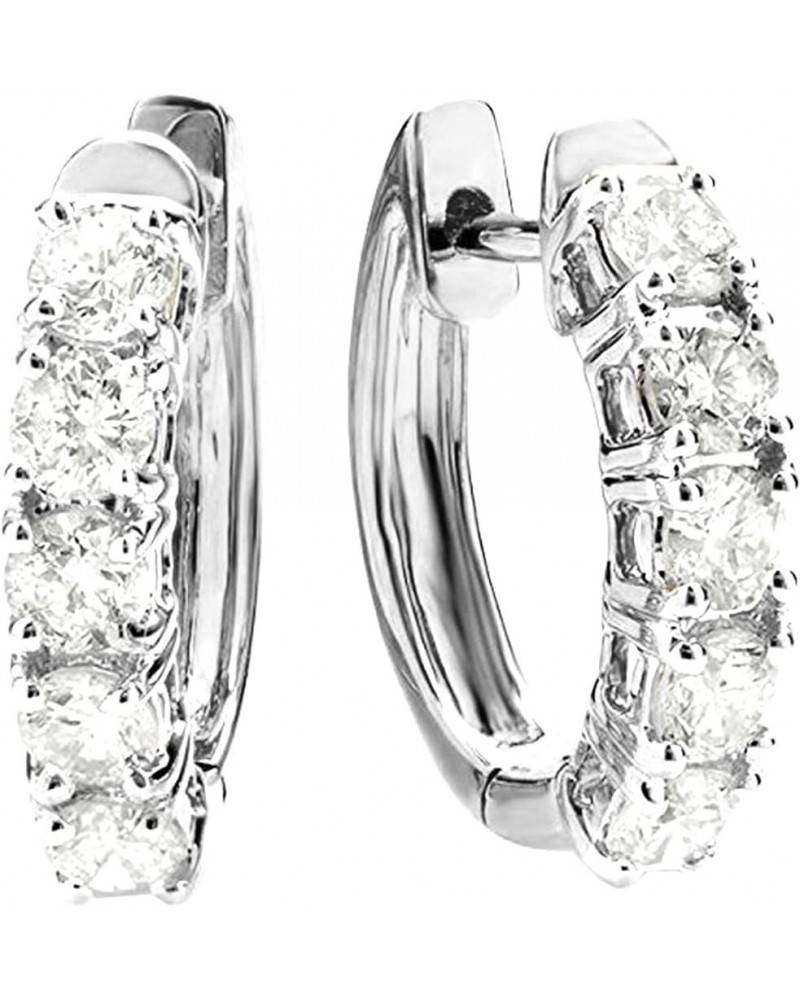 1-5 Carat Huggies Hoop Diamond Earrings 14K Gold Value Collection 1.95 Carat 14K White Gold $681.63 Earrings