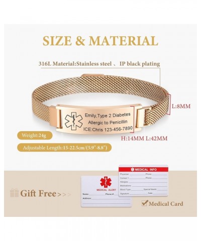 Medical Alert Id Bracelet for Men Women Kids - Free Engraved Magnetic Stainless Steel Wrist Band Emergency Bracelets Wristban...