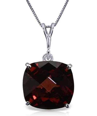 14K White Gold Cushion-shaped Natural Garnet Pendant Necklace 22.0 Inches $86.80 Necklaces