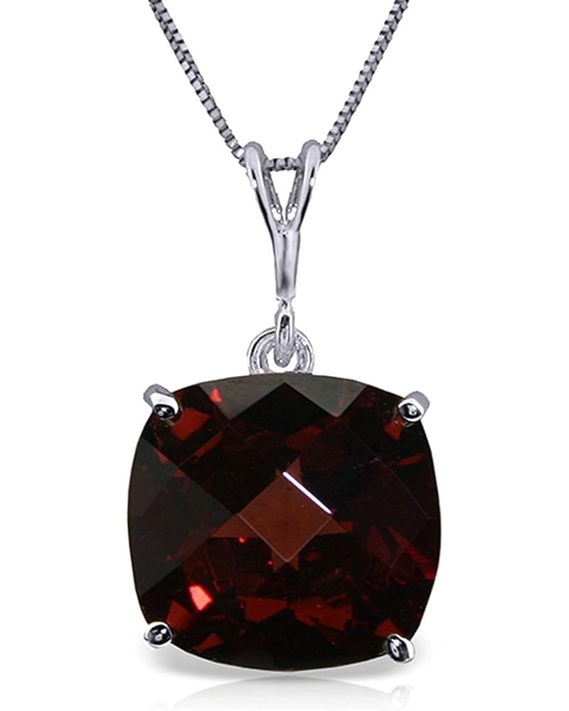 14K White Gold Cushion-shaped Natural Garnet Pendant Necklace 22.0 Inches $86.80 Necklaces