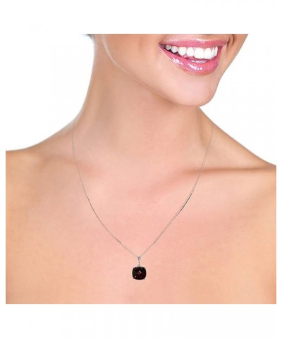 14K White Gold Cushion-shaped Natural Garnet Pendant Necklace 22.0 Inches $86.80 Necklaces