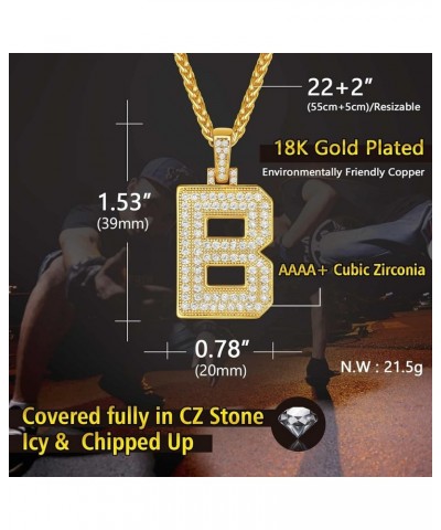 Men Cubic Zirconia 0-9 Number Pendant, Bling Initial Letter Necklace, Lucky Jewelry Necklace, Gold Plated/Silver Color-Send G...