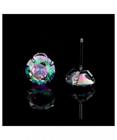 Pack of Titanium Round/Square CZ Screw Back Earrings Hypoallergenic for Sensitive Ears Colorful CZ Black $10.25 Earrings