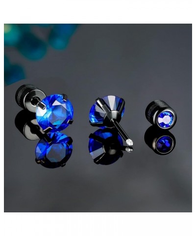 Pack of Titanium Round/Square CZ Screw Back Earrings Hypoallergenic for Sensitive Ears Colorful CZ Black $10.25 Earrings