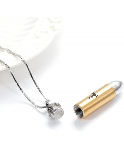 Deer Bullet Cremation Urn Necklace for Ashes Stainless Steel Memorial Cremation Jewelry for Loved One's Ashes Pendant Gold $1...