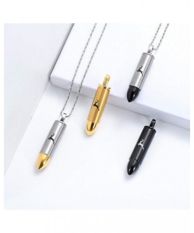 Deer Bullet Cremation Urn Necklace for Ashes Stainless Steel Memorial Cremation Jewelry for Loved One's Ashes Pendant Gold $1...