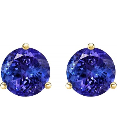 1/2-10 Carat Total Weight Tanzanite Stud Earrings 3 Prong Push Back Yellow Gold 4.0 carats $134.20 Earrings