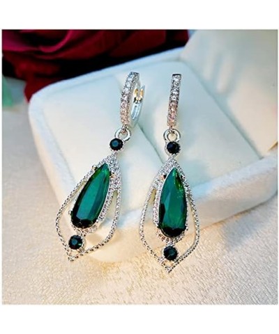 Silver Tone Antique Vintage Retro Art Deco Gatsby Flapper Style Emerald Green Zircon Rhinestone Pear Wedding Bridal Earrings ...