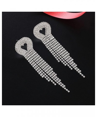 Luxury Women's Long Fringe Sparkling Crystal Drop Earrings Glossy Rhinestone Dangle Earrings Bridal Wedding Party Jewelry F-S...