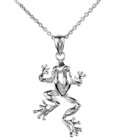 Polished .925 Sterling Silver Frog Animal Pendant Necklace, 18 $18.05 Necklaces