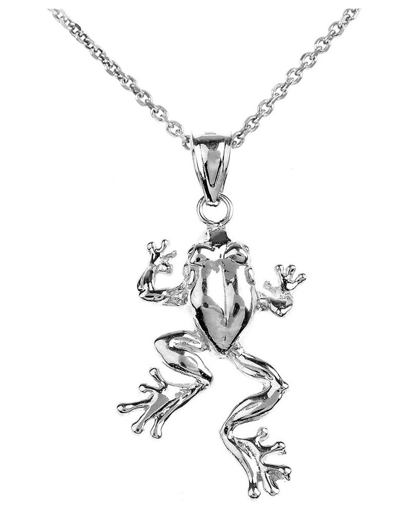 Polished .925 Sterling Silver Frog Animal Pendant Necklace, 18 $18.05 Necklaces