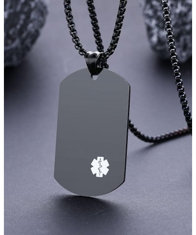 Personalized Medical Alert ID Pendant Necklace | Custom Engraved Alert Necklace | Gun-Plated 316L Stainless Steel Dog Tag All...