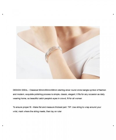 3 Colors 925 Sterling Silver Classical 2MM Simple Plain Polished Round Circle Bangle Bracelet 7.5" 8" 8.5" for Women Girls Go...