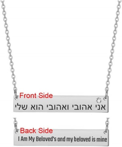 SHNIAN Hebrew Women's Personalized Jewish Necklace Stainless Steel Polished with Cubic Zircon, Free Engraved for Women, Wife,...