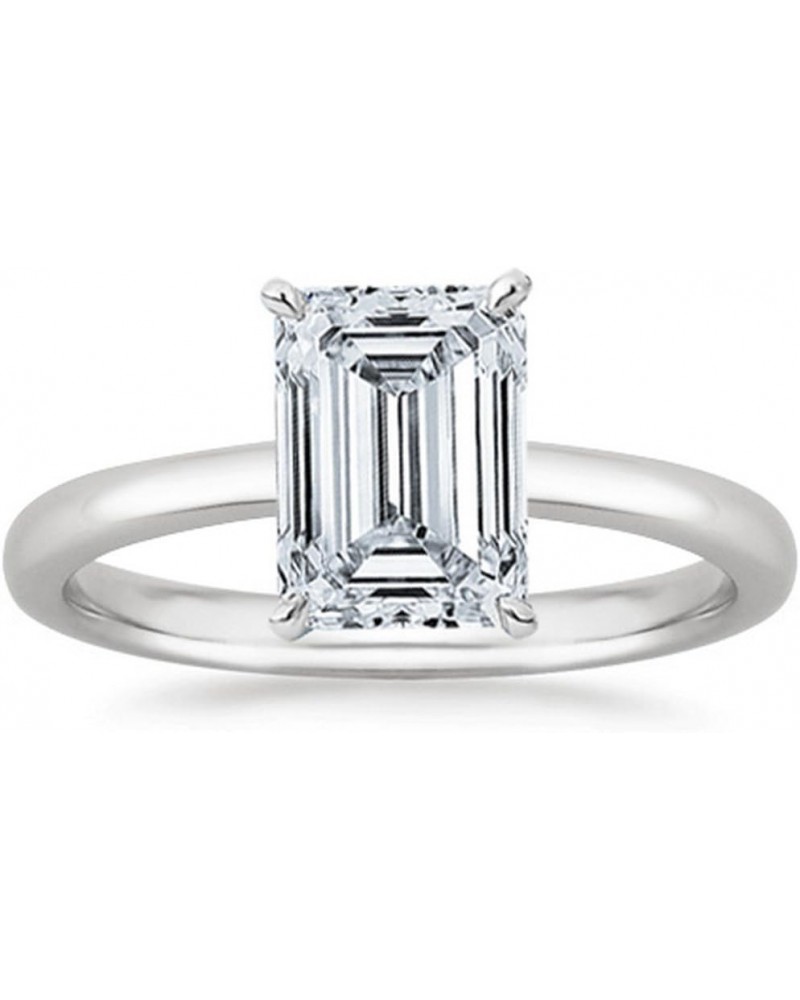 1-5 Carat Lab Grown Solitaire Emerald Cut IGI CERTIFIED Diamond Engagement Ring (1-5 Ct,H-I Color VS1-VS2 Clarity) 5 Platinum...