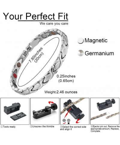 Elegant Titanium Magnetic Bracelet for Women Germanium and Magnetic Functions with Free Link Removal Tool Christmas gift Silv...