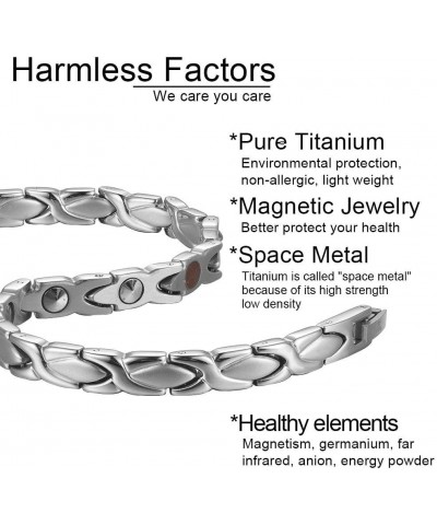 Elegant Titanium Magnetic Bracelet for Women Germanium and Magnetic Functions with Free Link Removal Tool Christmas gift Silv...