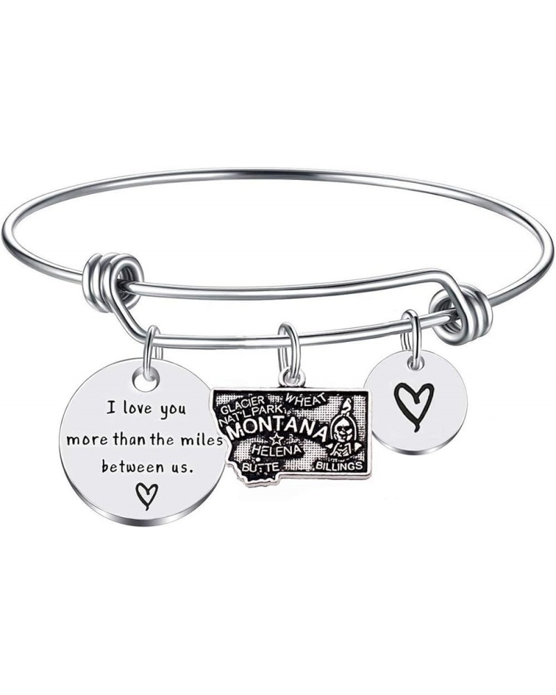 I Love You More Than The Miles Between Us Long Distance Relationship State Map Bracelet Going Away Gift Travel Gift Montana-M...