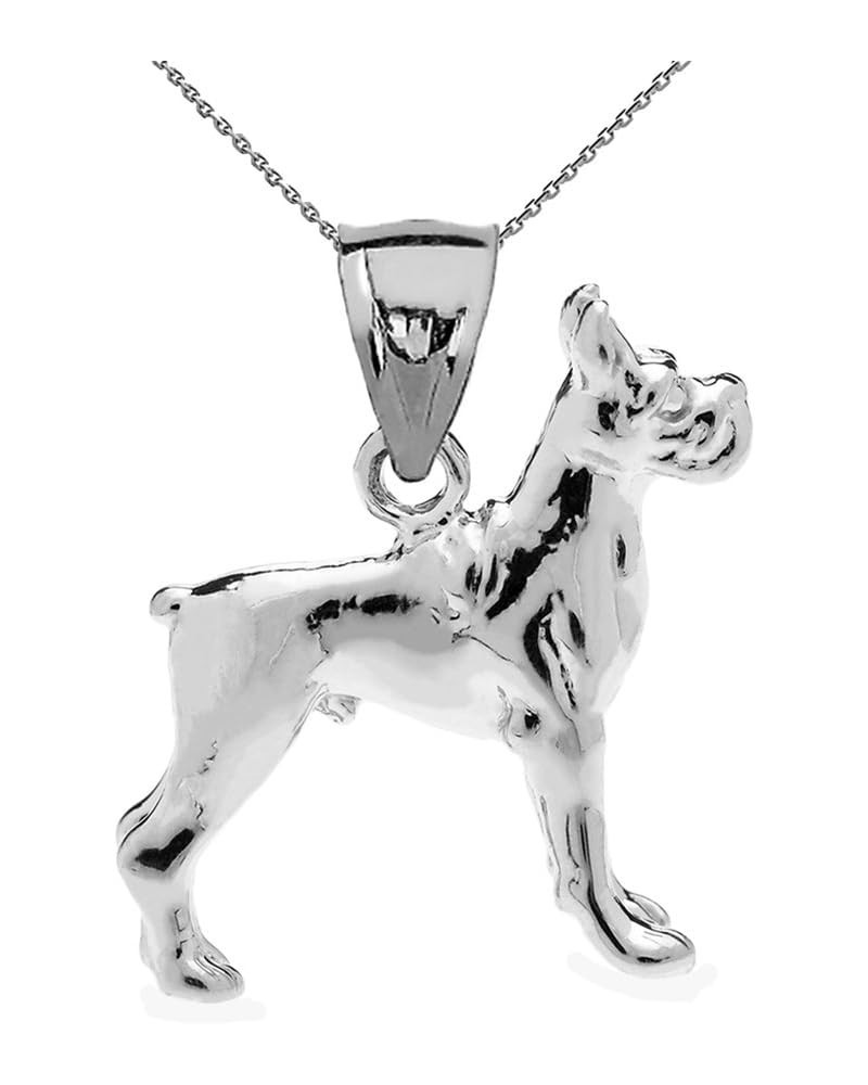 Sterling Silver 3D Boxer Dog Charm Pendant Necklace 20 Inches $16.00 Necklaces