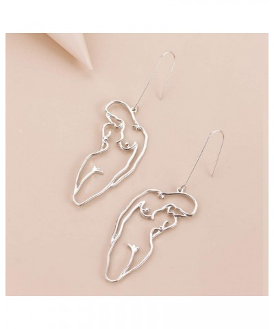 3 Pairs boob earrings Abstract Silver female Body Earrings Picasso women shape earrings wire face earrings-silver $8.24 Earrings