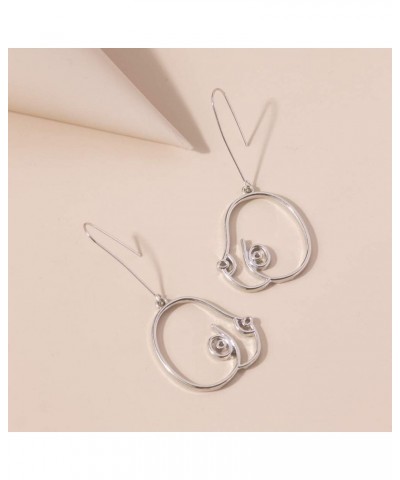 3 Pairs boob earrings Abstract Silver female Body Earrings Picasso women shape earrings wire face earrings-silver $8.24 Earrings