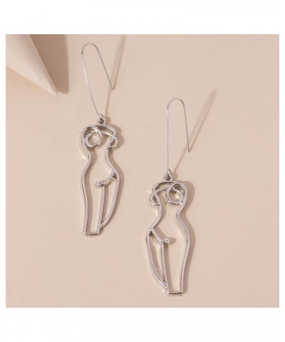 3 Pairs boob earrings Abstract Silver female Body Earrings Picasso women shape earrings wire face earrings-silver $8.24 Earrings