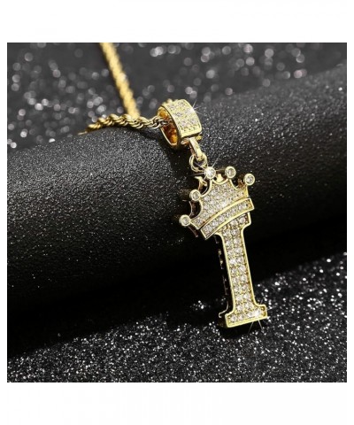 Letters Initial Crown Alphabet Name Necklace for Men Women Unisex Gold Silver Plated Letters Pendants & 24'' Rope Chain Hip H...