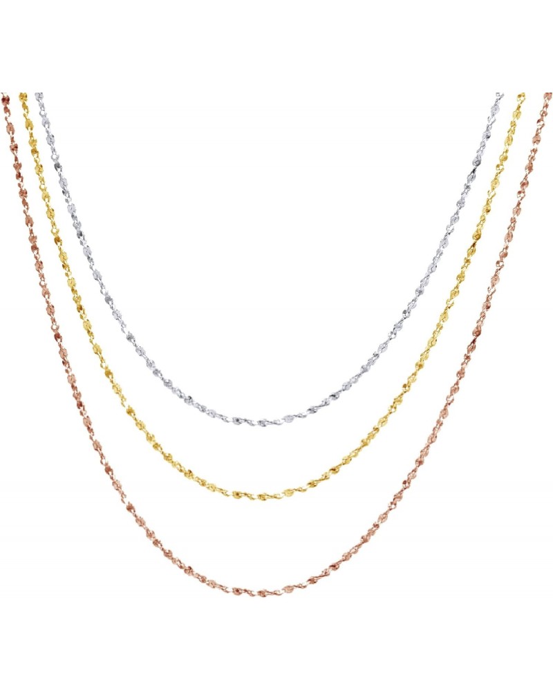 Jewel Zone US Sterling Silver 16" - 18" Length Italian Crafted Sparkle Chain Necklace - 0.88mm $10.59 Necklaces