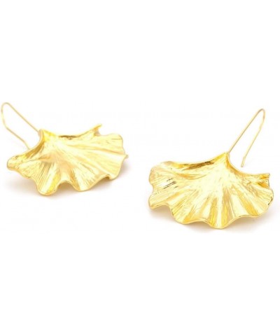 Golden Ginkgo Leaf Earrings for Women,Statement Geometric Texture Earrings for girls,Flower Petal/Palm Tree/Leaf Cluster/Tree...