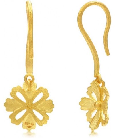 999.9 24K Solid Gold Price-by-Weight Gold Gesar Flower Drop Earrings for Women and Wedding Occasion 86941E Approx. 0.09tael (...