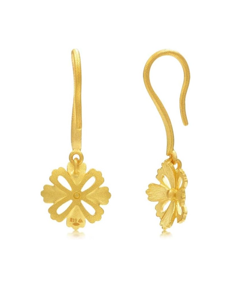 999.9 24K Solid Gold Price-by-Weight Gold Gesar Flower Drop Earrings for Women and Wedding Occasion 86941E Approx. 0.09tael (...