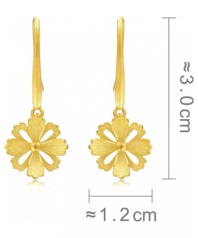 999.9 24K Solid Gold Price-by-Weight Gold Gesar Flower Drop Earrings for Women and Wedding Occasion 86941E Approx. 0.09tael (...