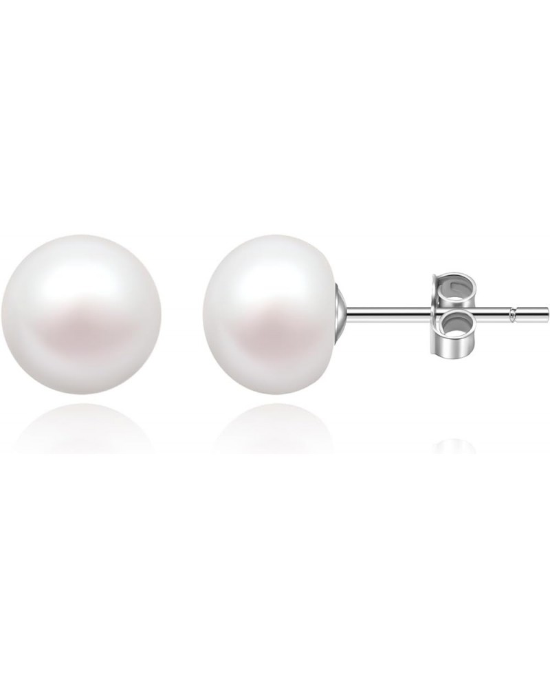 Pearl Stud Earrings, Selected Freshwater Cultured Pearls, 925 Sterling Silver Stud Earrings with Gold/Silver Plated Accents, ...