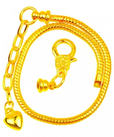 10pcs White Silver Plated Heart Lobster European Snake Chain Bracelets fit Charm Beads 8.3 16 CM Gold $15.10 Bracelets