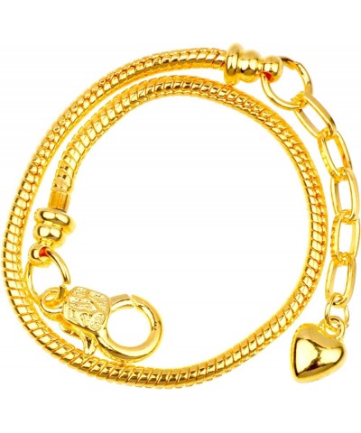 10pcs White Silver Plated Heart Lobster European Snake Chain Bracelets fit Charm Beads 8.3 16 CM Gold $15.10 Bracelets