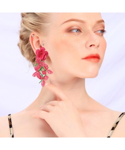 Rainbow Acrylic Tassel Earrings Colorful Leaf Flower Earring Dainty Multicolor Bead Rainbow Earring for Women Girls B $9.34 E...