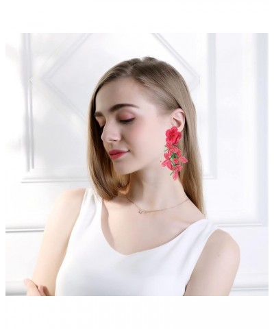 Rainbow Acrylic Tassel Earrings Colorful Leaf Flower Earring Dainty Multicolor Bead Rainbow Earring for Women Girls B $9.34 E...